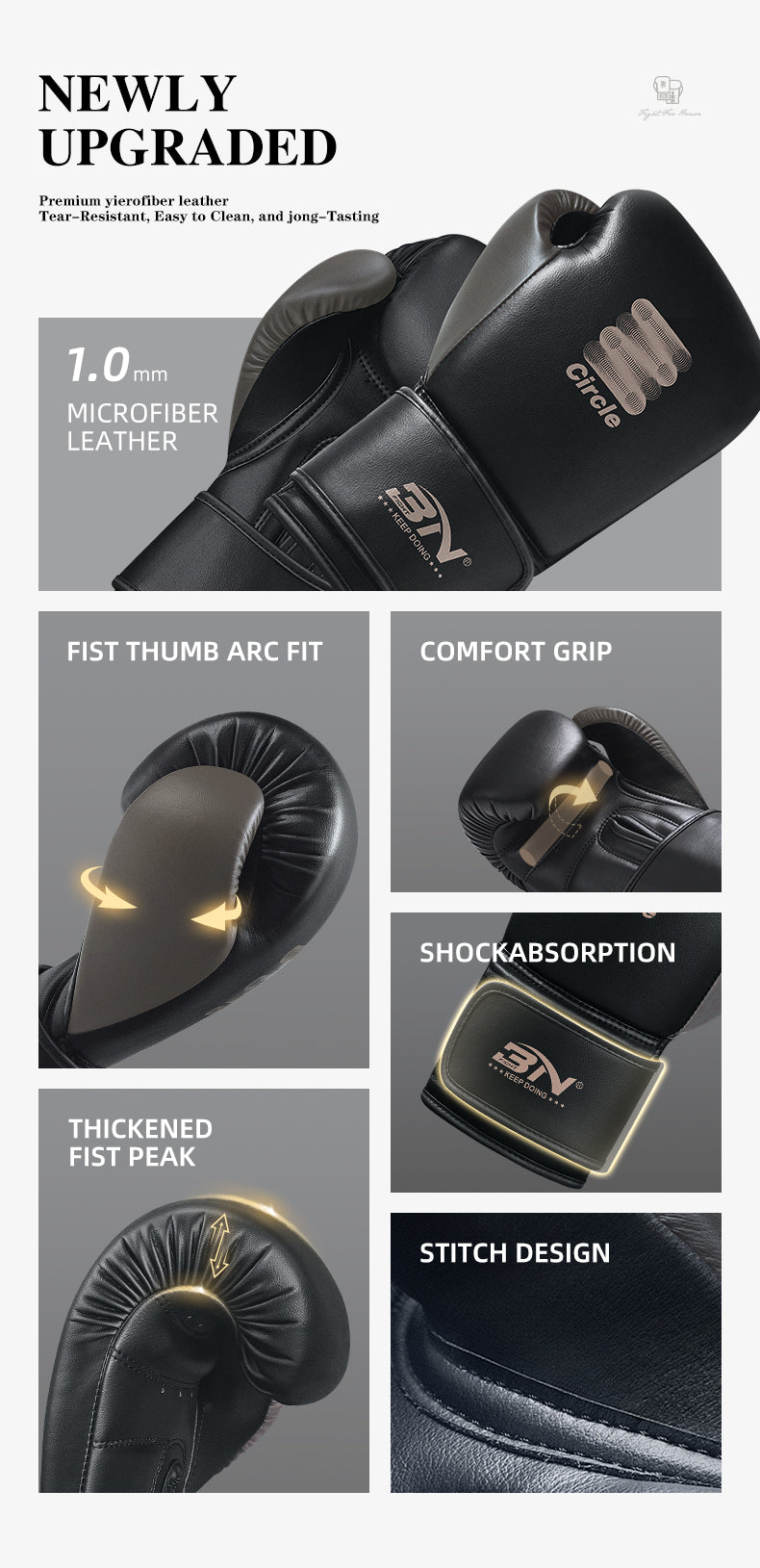 BN Boxing Gloves for Men and Women Suitable for Boxing Kickboxing Mixed Martial Arts Muay Thai MMA Heavy Bag Training