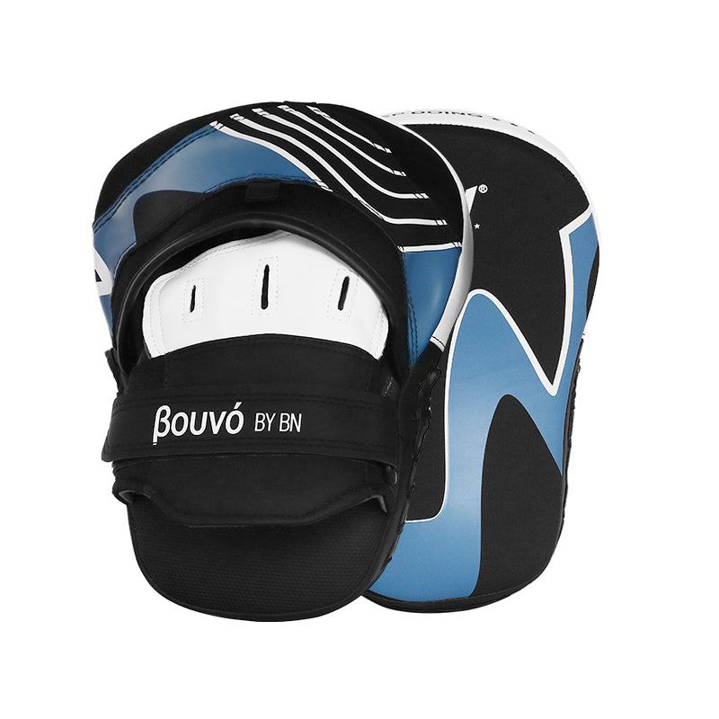 BN Boxing Pads Curved Focus Mitts, Maya Hide Leather Kara Hook and jab Training Pads, Adjustable Strap Ventilated, MMA Muay Thai Kickboxing Coaching Martial Arts Punching Hand Target Strike Shield