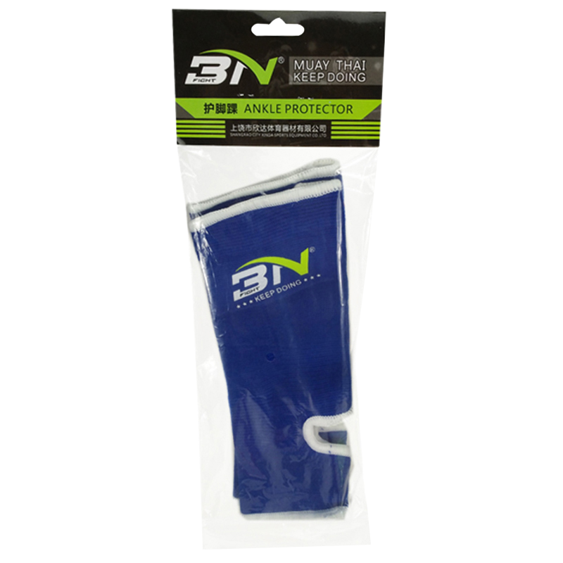 BN Ankle Sleeve Muay Thai Foot Brace Boxing Ankle Braces for Men Breathable Women Foot Wraps Support for Martial Arts Kickboxing Gym Running, L Size(Black, Blue)