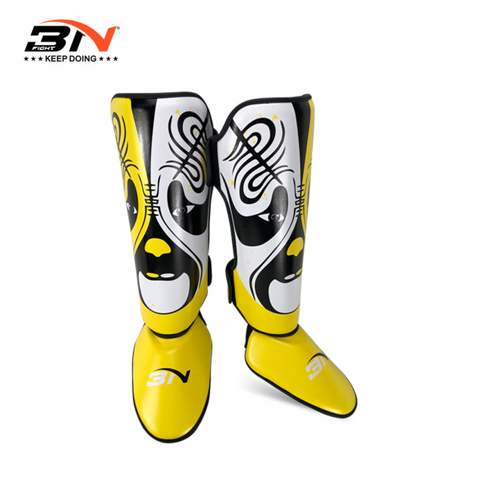 BN Sports Muay Thai Shin Guards Kickboxing MMA Muay Thai Leg Instep Protective Pads, Martial Art Kicking Sparring Training Gear for BJJ Karate Boxing Taekwondo