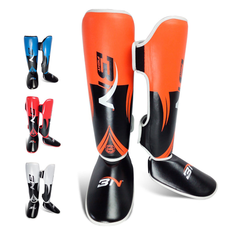 BN MMA Martial Arts Shin Guards – Padded, Adjustable Muay Thai Leg Guards with Instep Protection for Kickboxing/MMA Training and Sparring – Durable, Professional MMA Equipment