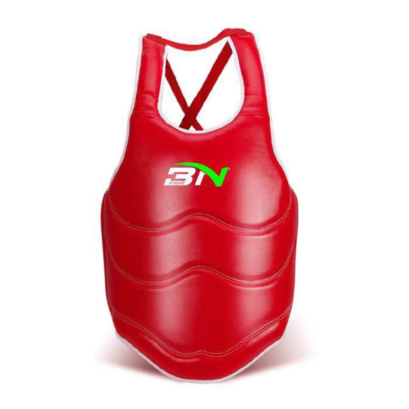 BN Boxing Body Protector Reversible, Kickboxing MMA Muay Thai Chest Guard, Sparring Training Heavy Punching, Adjustable Shield, Martial Arts Upper Belly Protection Pad, Taekwondo TKD Vest