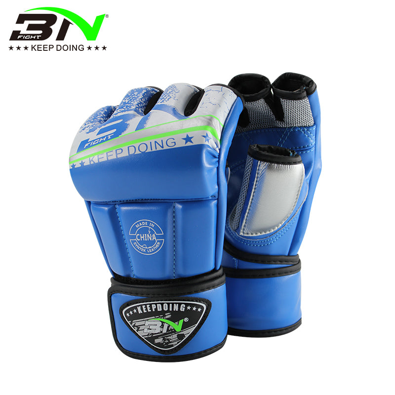 BN MMA Gloves Sparring Grappling, Hybrid Open Palm Martial Arts Mitts Men Women, Maya Hide Leather Wrist Support, Cage Fighting Combat Sports Boxing Glove Training, Muay Thai, Punching Bag Kickboxing
