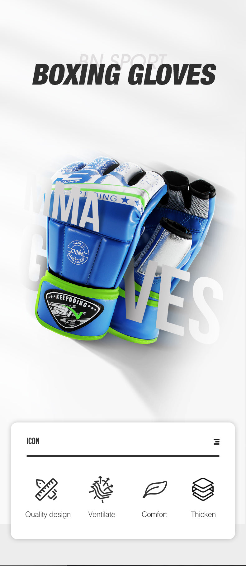 BN MMA Gloves Sparring Grappling, Hybrid Open Palm Martial Arts Mitts Men Women, Maya Hide Leather Wrist Support, Cage Fighting Combat Sports Boxing Glove Training, Muay Thai, Punching Bag Kickboxing