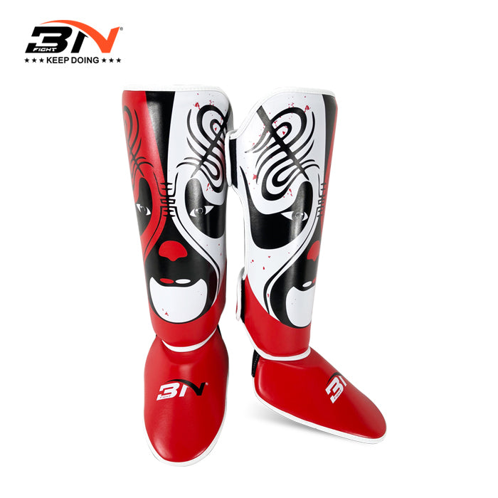 BN Sports Muay Thai Shin Guards Kickboxing MMA Muay Thai Leg Instep Protective Pads, Martial Art Kicking Sparring Training Gear for BJJ Karate Boxing Taekwondo